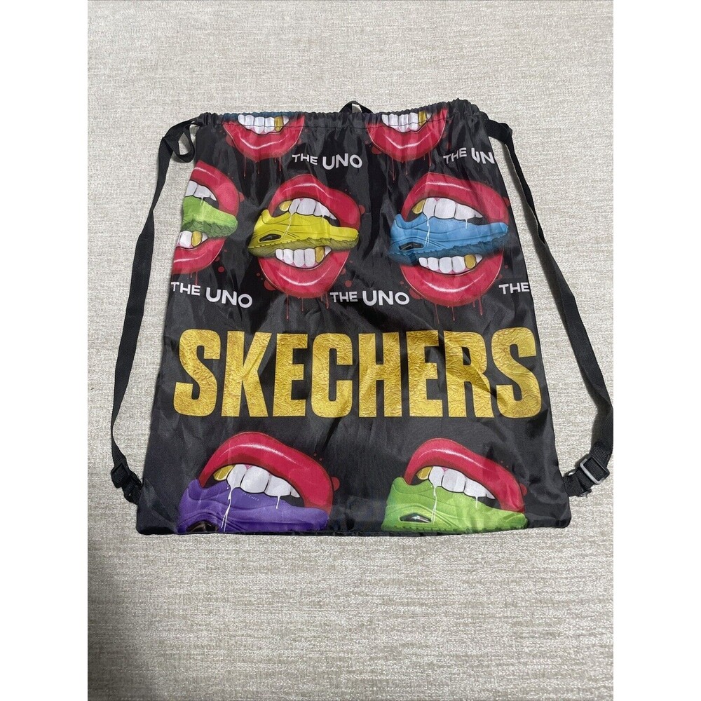 The Uno Sketchers Shoes Drawstring Backpack Bag 20x17 Gym Bag